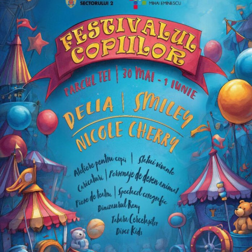 Festivalul Copiilor se desfășoară la Parcul Tei, în perioada 30 mai - 1 iunie, și promite zile pline de distracție pentru întreaga familie, relatează site-ul newsbucuresti.ro. Potrivit organizatorilor, evenimentul este dedicat sărbătorii Zilei Copilului și include numeroase activități interactive, jocuri, concerte și surprize pentru toate vârstele.